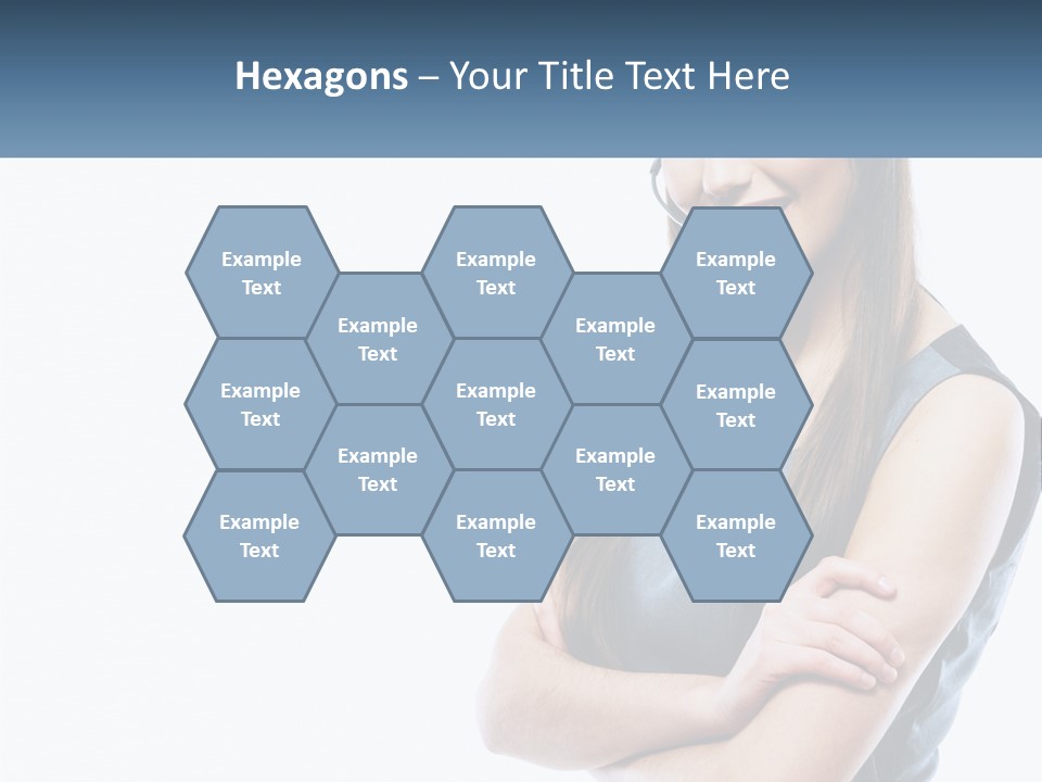 A Woman With A Headset Is Smiling PowerPoint Template