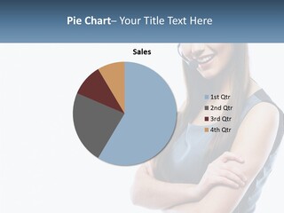 A Woman With A Headset Is Smiling PowerPoint Template