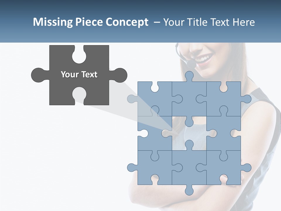 A Woman With A Headset Is Smiling PowerPoint Template