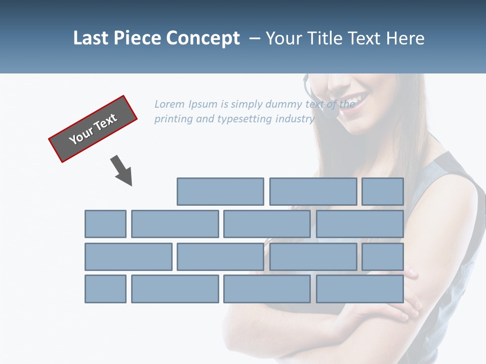 A Woman With A Headset Is Smiling PowerPoint Template