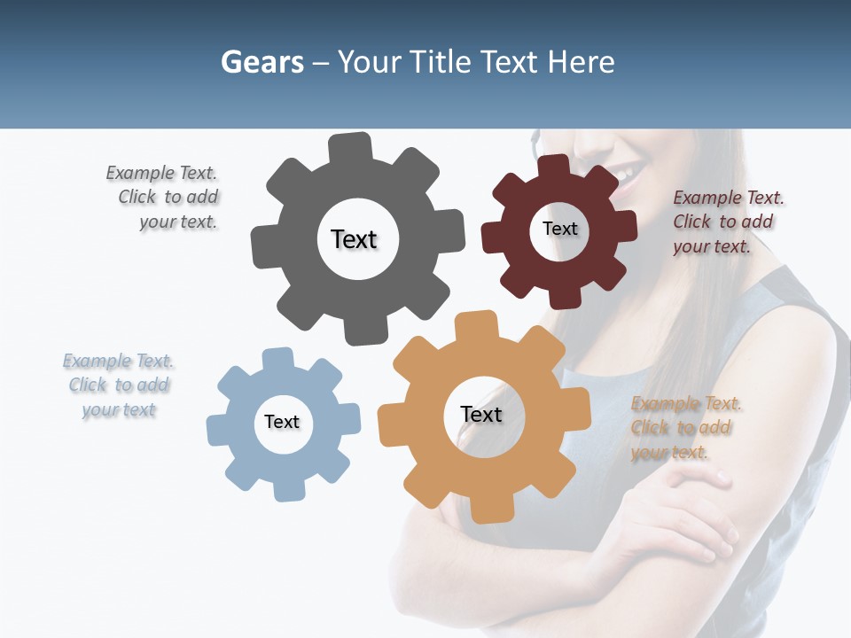 A Woman With A Headset Is Smiling PowerPoint Template