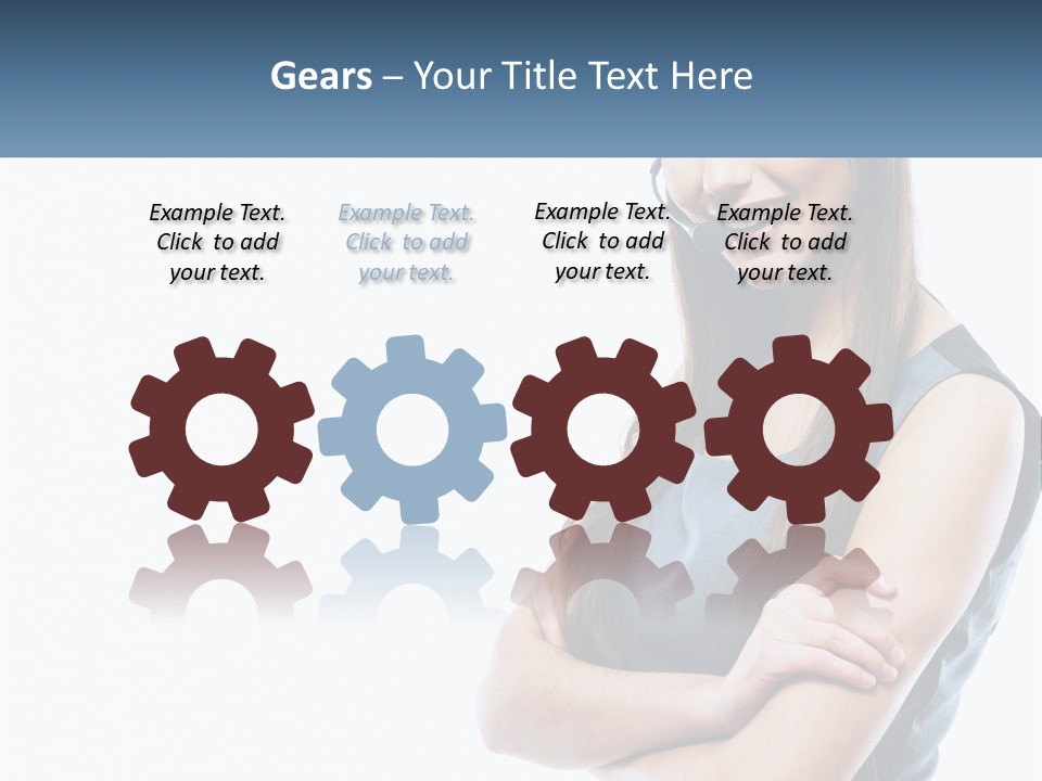 A Woman With A Headset Is Smiling PowerPoint Template