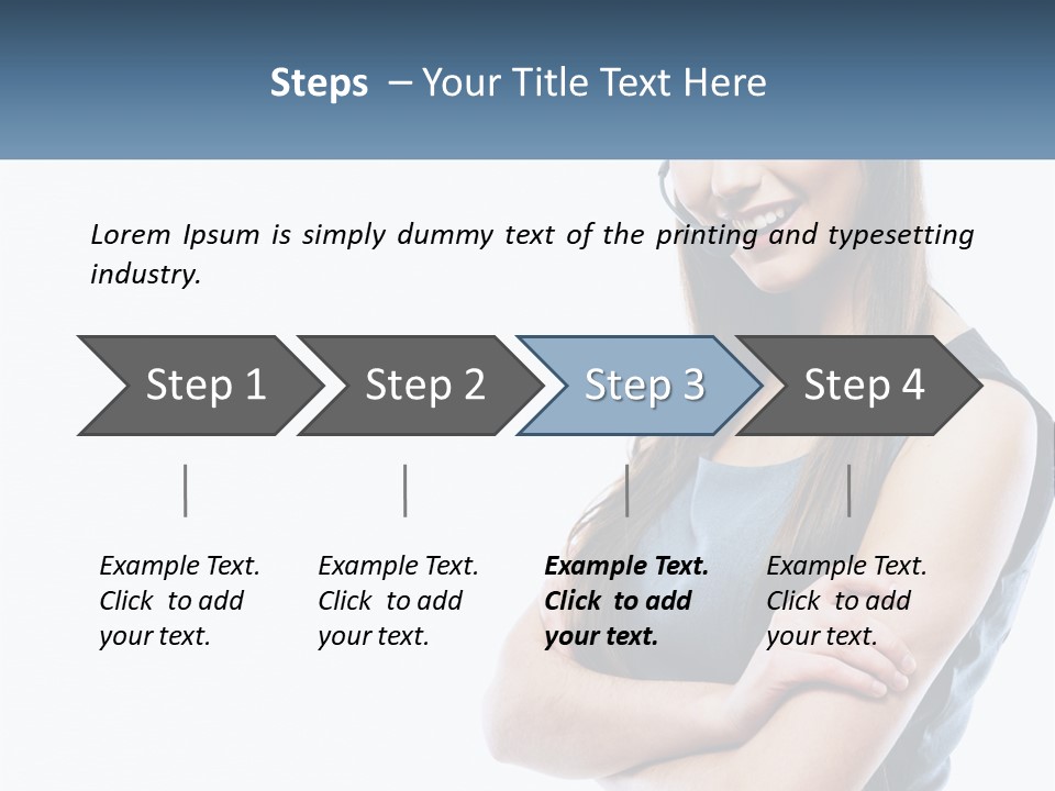 A Woman With A Headset Is Smiling PowerPoint Template
