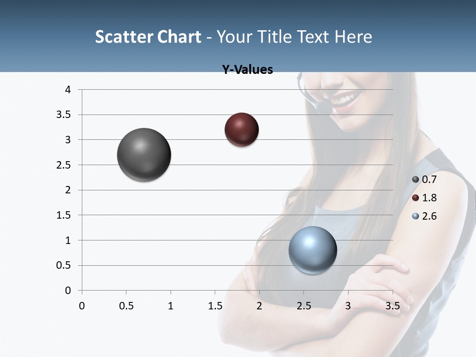 A Woman With A Headset Is Smiling PowerPoint Template