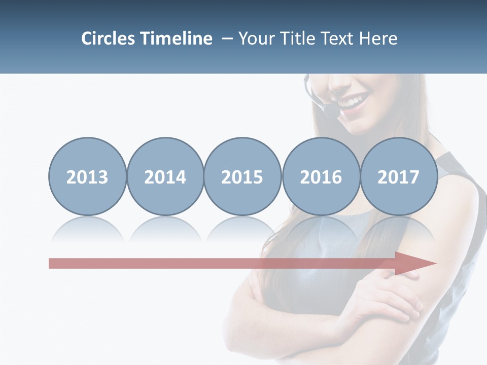 A Woman With A Headset Is Smiling PowerPoint Template