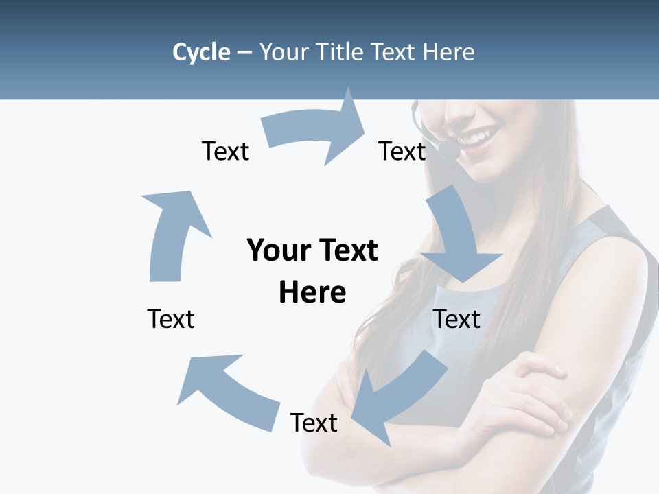 A Woman With A Headset Is Smiling PowerPoint Template