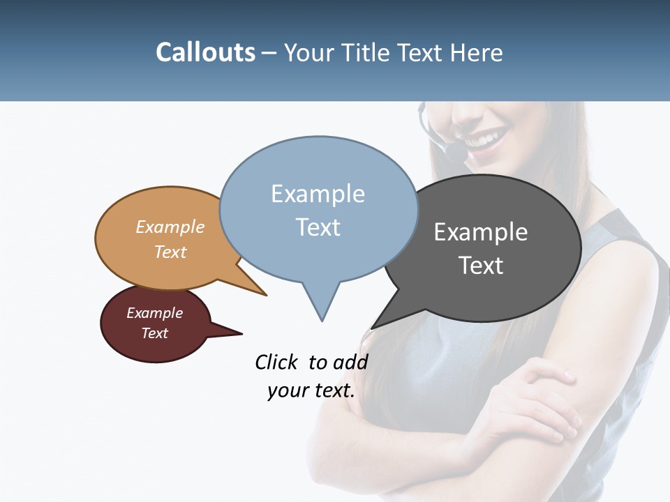 A Woman With A Headset Is Smiling PowerPoint Template
