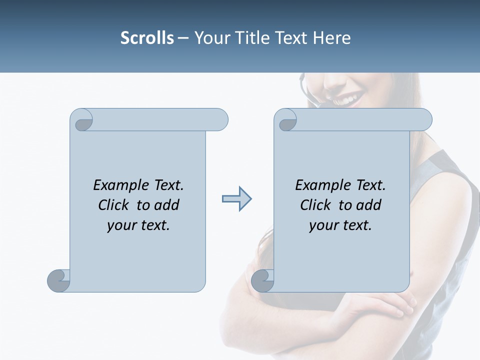 A Woman With A Headset Is Smiling PowerPoint Template