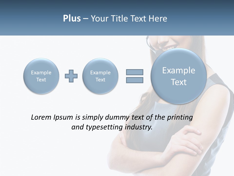 A Woman With A Headset Is Smiling PowerPoint Template