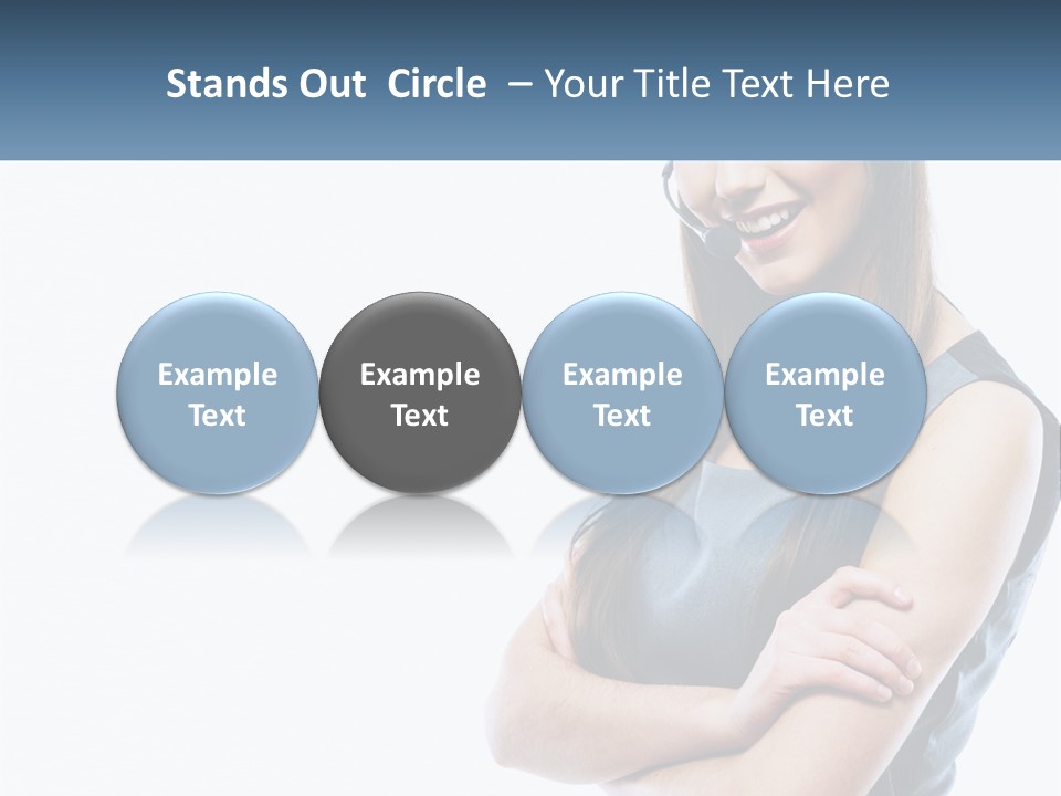 A Woman With A Headset Is Smiling PowerPoint Template