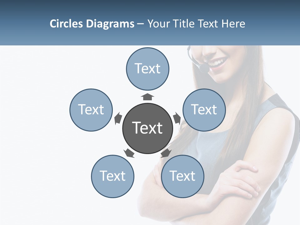 A Woman With A Headset Is Smiling PowerPoint Template