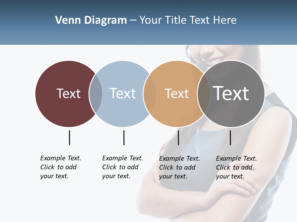A Woman With A Headset Is Smiling PowerPoint Template