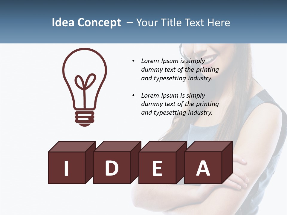 A Woman With A Headset Is Smiling PowerPoint Template