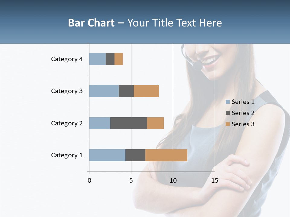 A Woman With A Headset Is Smiling PowerPoint Template