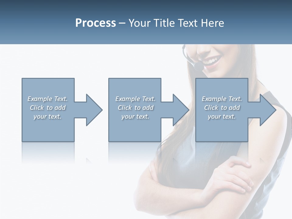 A Woman With A Headset Is Smiling PowerPoint Template