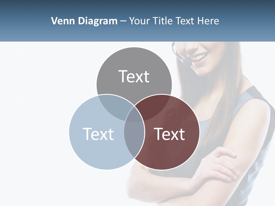 A Woman With A Headset Is Smiling PowerPoint Template