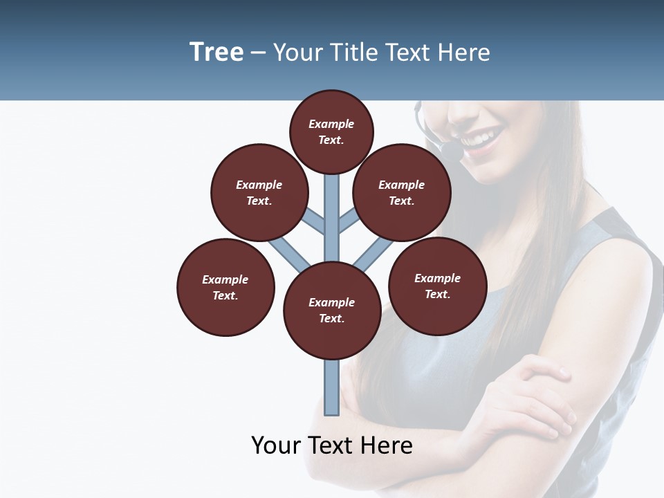 A Woman With A Headset Is Smiling PowerPoint Template