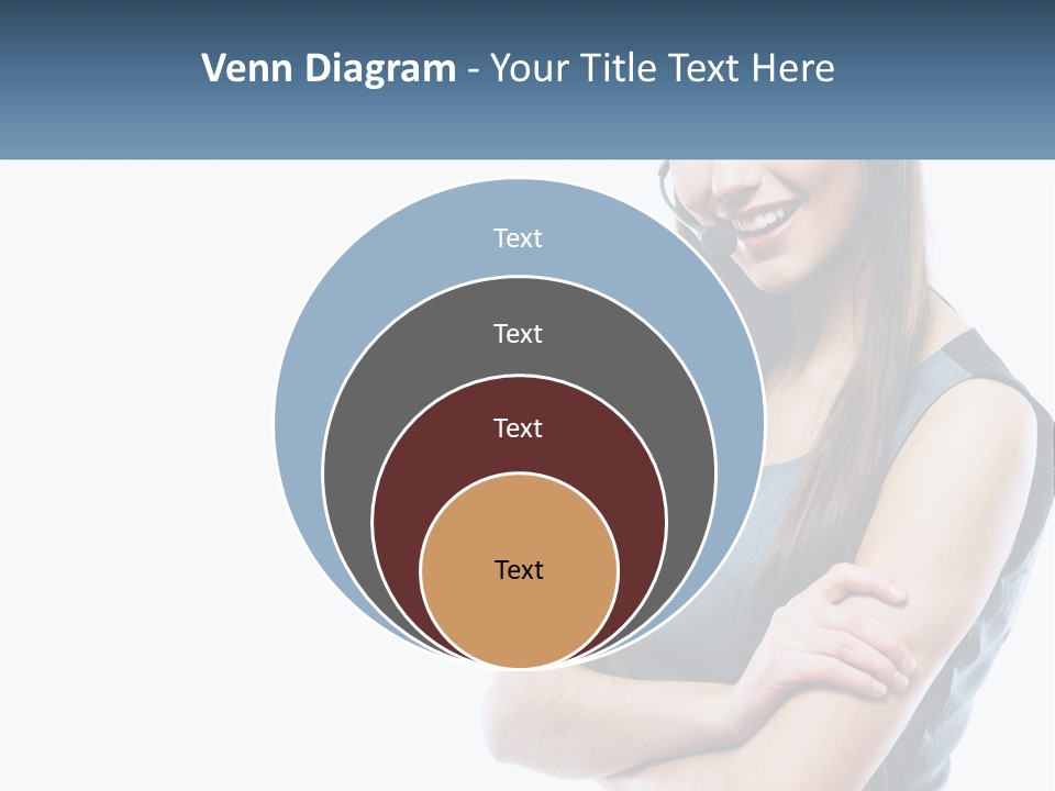 A Woman With A Headset Is Smiling PowerPoint Template