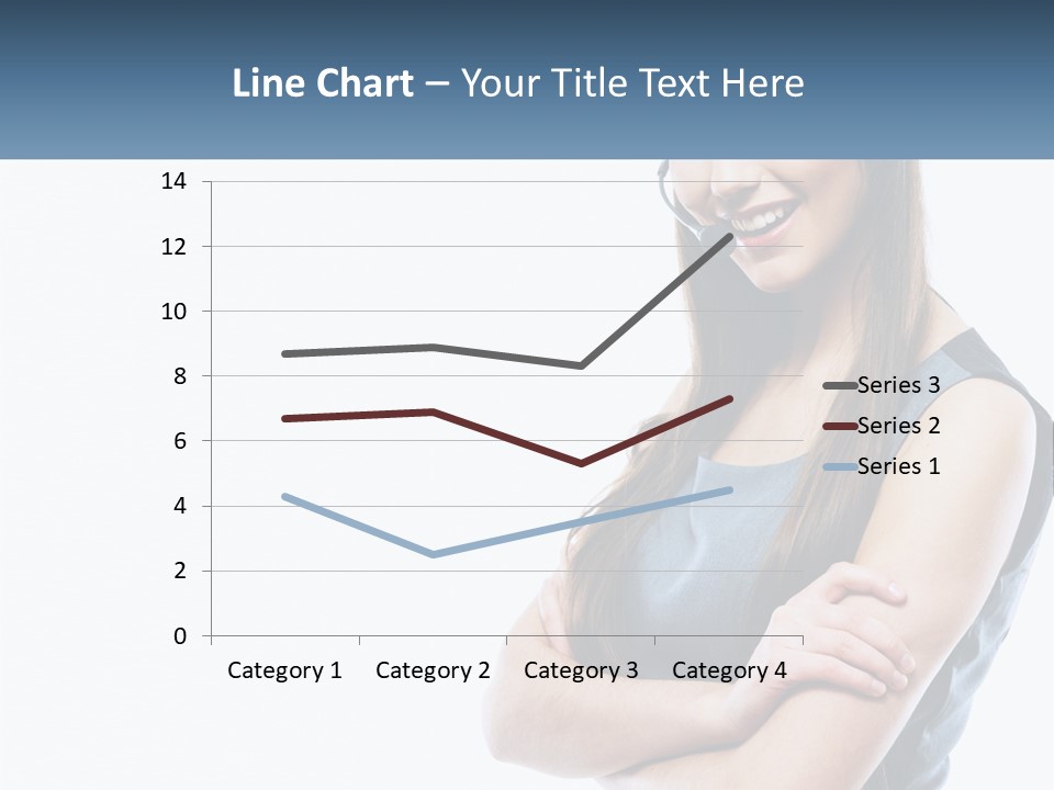 A Woman With A Headset Is Smiling PowerPoint Template