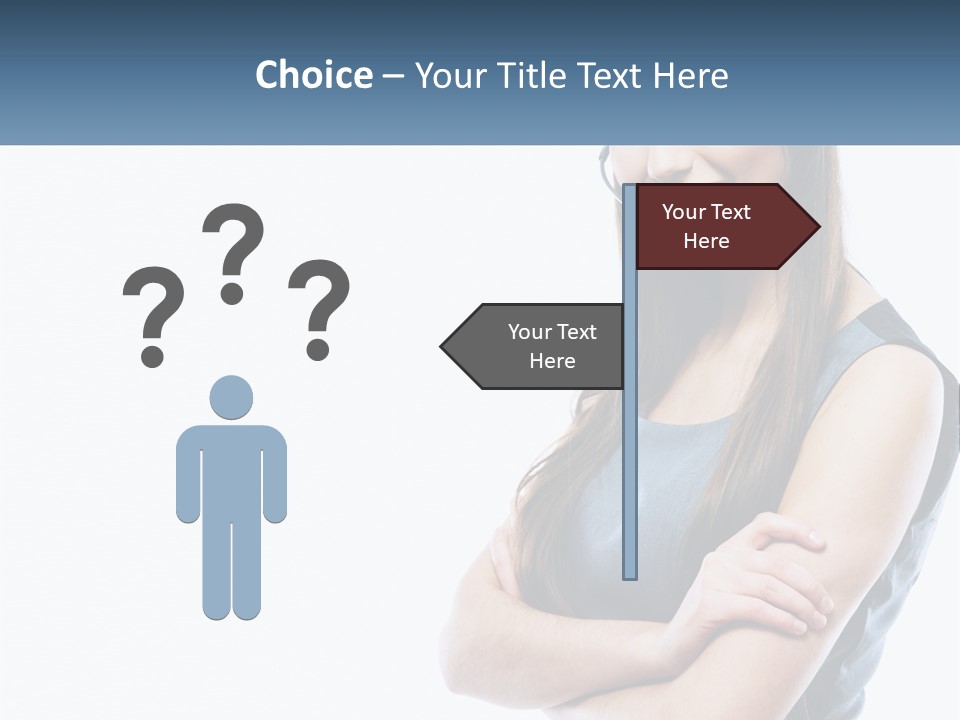 A Woman With A Headset Is Smiling PowerPoint Template