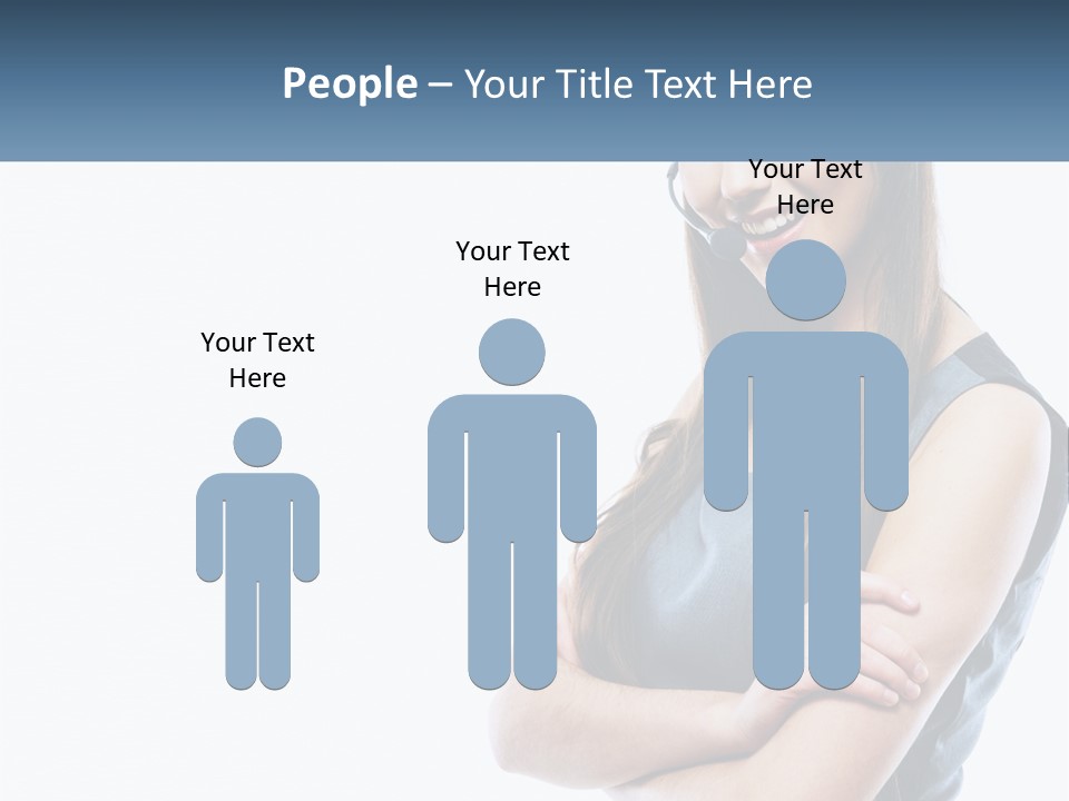 A Woman With A Headset Is Smiling PowerPoint Template