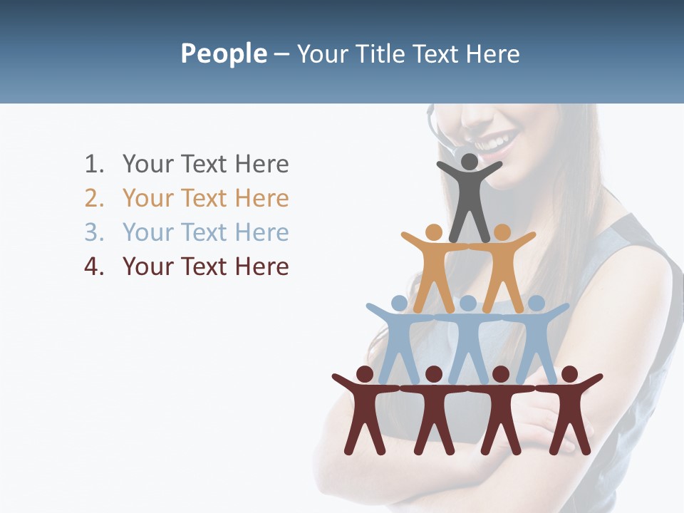 A Woman With A Headset Is Smiling PowerPoint Template