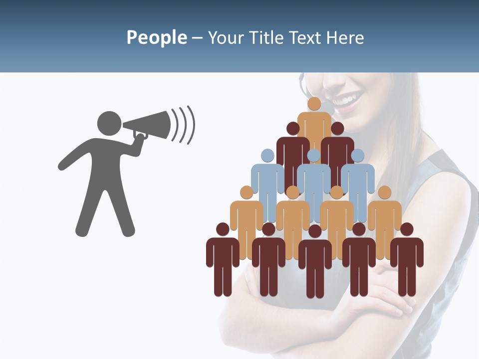 A Woman With A Headset Is Smiling PowerPoint Template