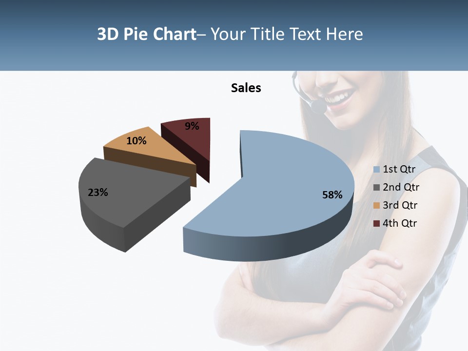 A Woman With A Headset Is Smiling PowerPoint Template