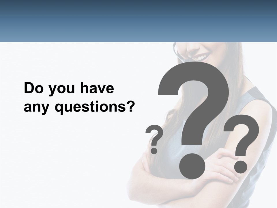 A Woman With A Headset Is Smiling PowerPoint Template