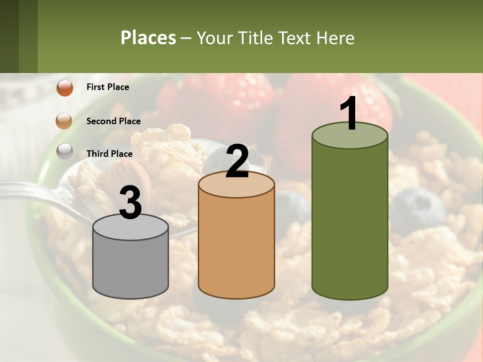 A Bowl Of Oatmeal With Blueberries, Almonds And Strawberries PowerPoint Template