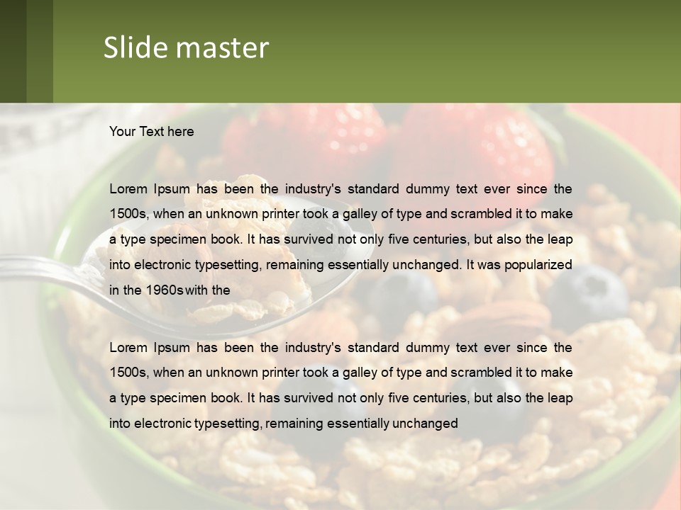 A Bowl Of Oatmeal With Blueberries, Almonds And Strawberries PowerPoint Template
