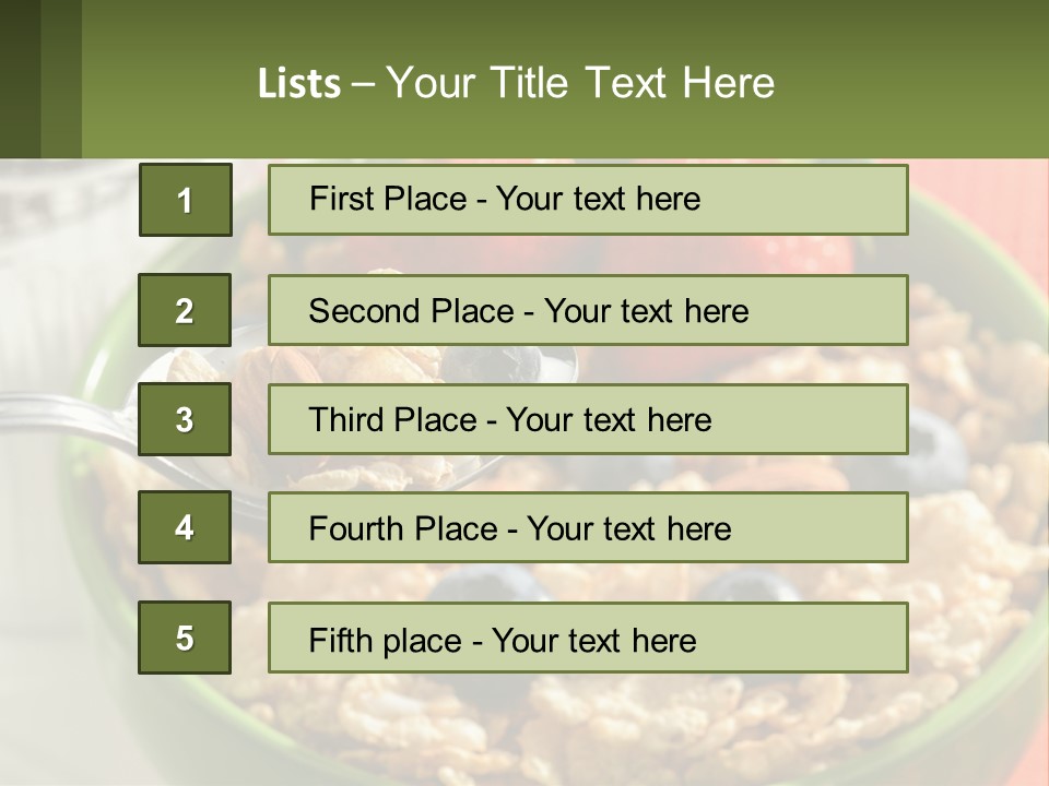 A Bowl Of Oatmeal With Blueberries, Almonds And Strawberries PowerPoint Template