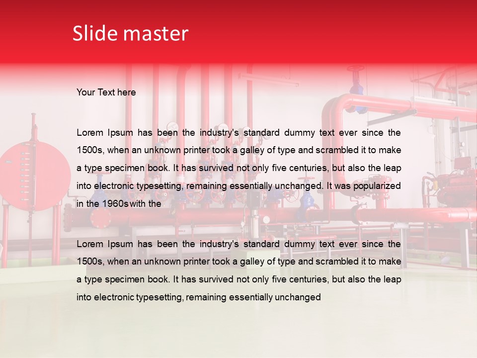 A Red And Blue Fire Hydrant Inside Of A Building PowerPoint Template