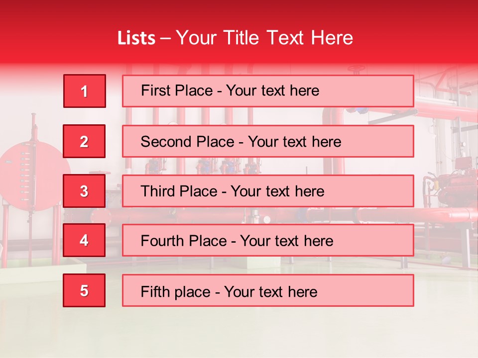 A Red And Blue Fire Hydrant Inside Of A Building PowerPoint Template