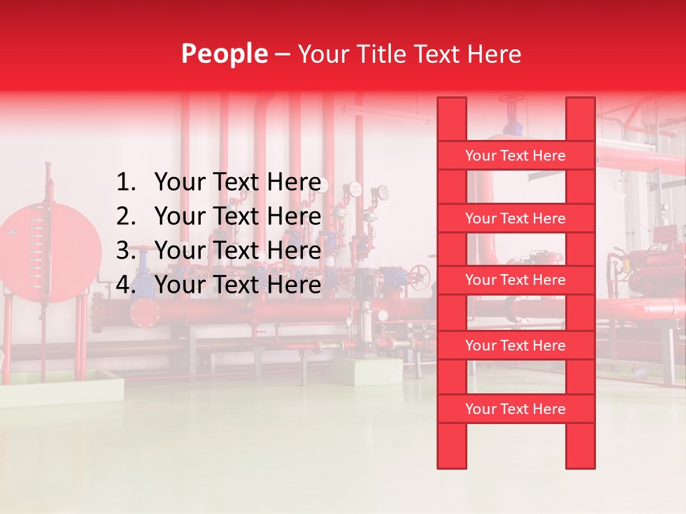 A Red And Blue Fire Hydrant Inside Of A Building PowerPoint Template