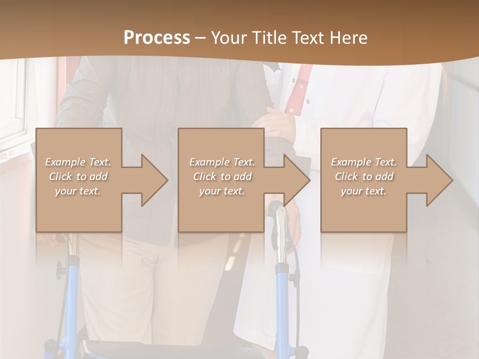 Two Women Walking Down A Hallway With A Walker PowerPoint Template