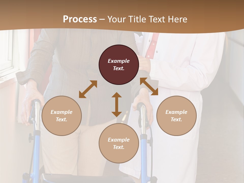 Two Women Walking Down A Hallway With A Walker PowerPoint Template