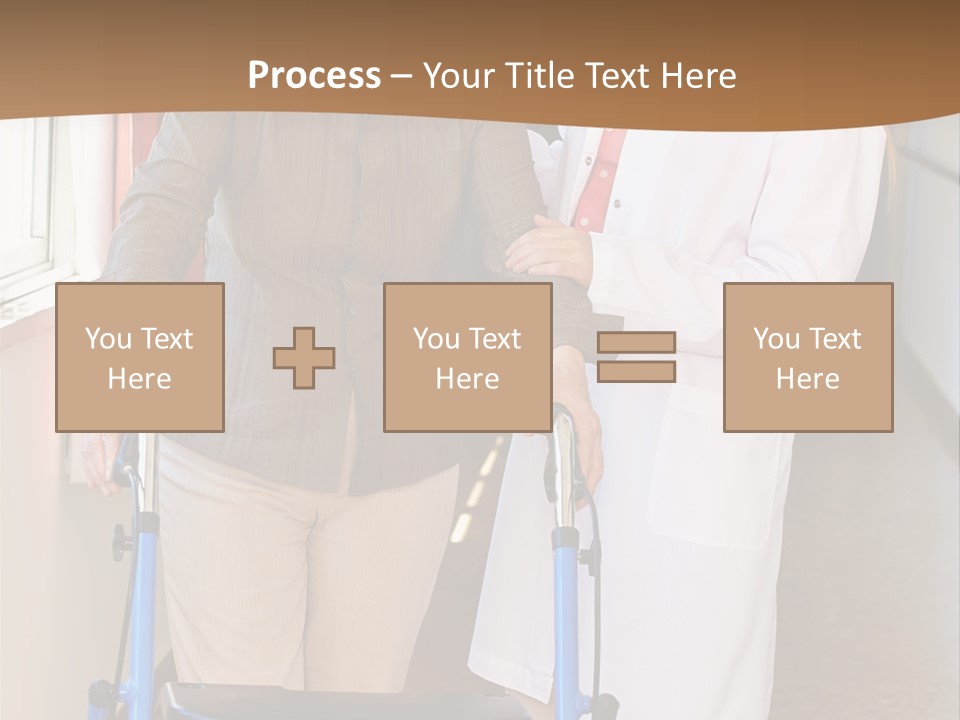 Two Women Walking Down A Hallway With A Walker PowerPoint Template