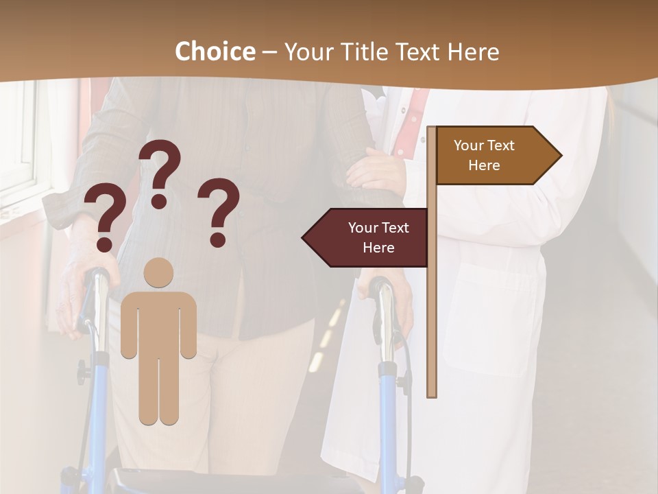 Two Women Walking Down A Hallway With A Walker PowerPoint Template