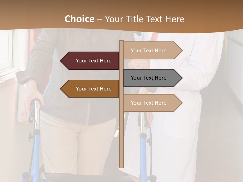 Two Women Walking Down A Hallway With A Walker PowerPoint Template