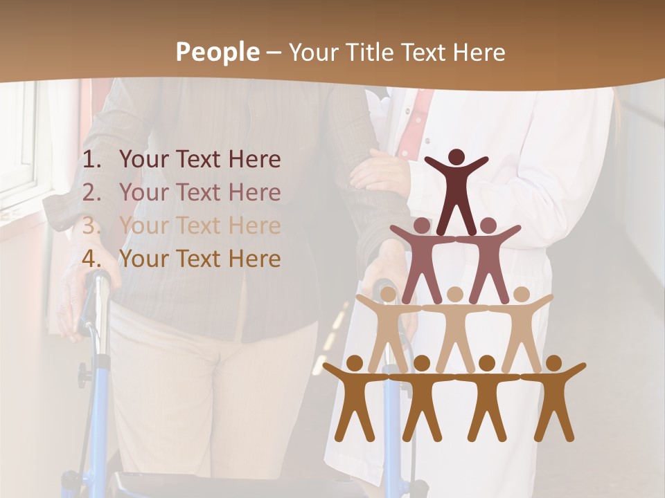 Two Women Walking Down A Hallway With A Walker PowerPoint Template