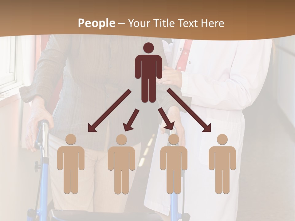 Two Women Walking Down A Hallway With A Walker PowerPoint Template