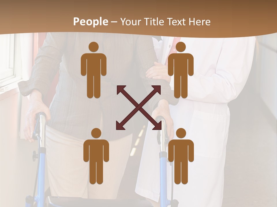 Two Women Walking Down A Hallway With A Walker PowerPoint Template