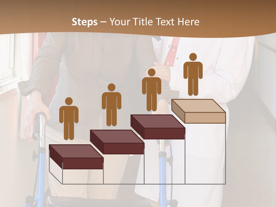 Two Women Walking Down A Hallway With A Walker PowerPoint Template