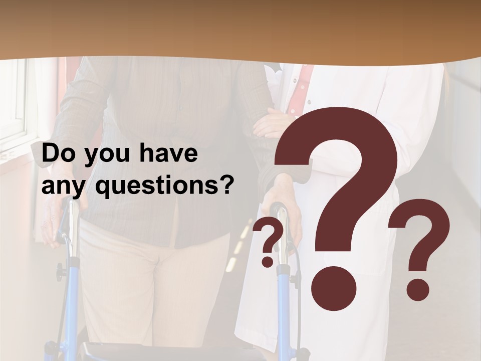 Two Women Walking Down A Hallway With A Walker PowerPoint Template