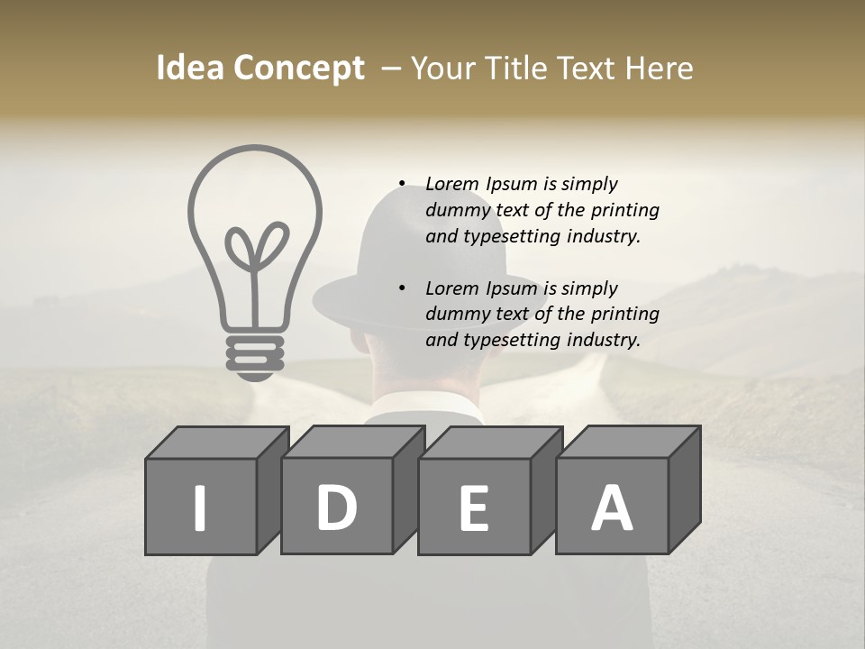 A Man In A Suit And Hat Looking At A Road PowerPoint Template