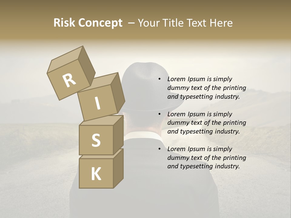 A Man In A Suit And Hat Looking At A Road PowerPoint Template