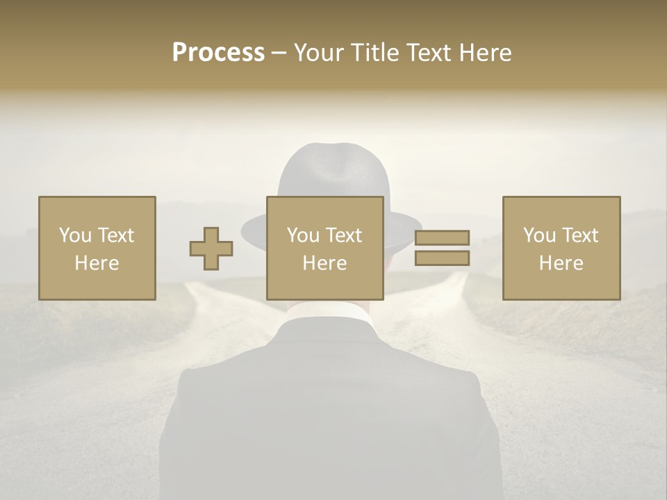 A Man In A Suit And Hat Looking At A Road PowerPoint Template
