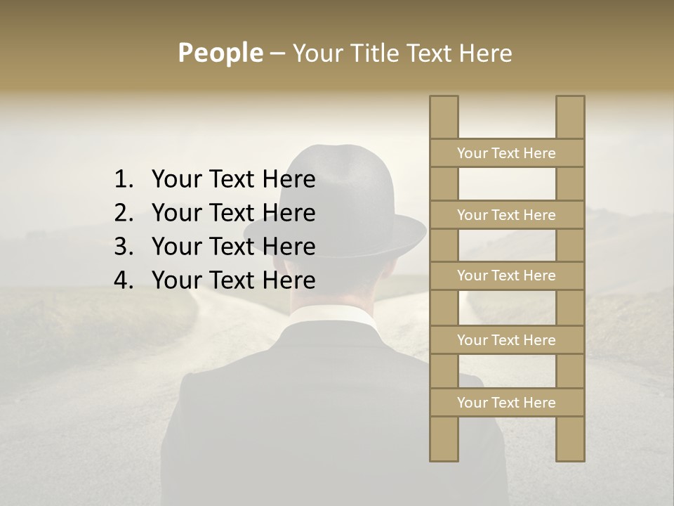 A Man In A Suit And Hat Looking At A Road PowerPoint Template