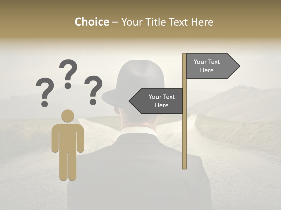 A Man In A Suit And Hat Looking At A Road PowerPoint Template